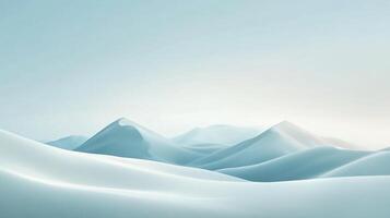Abstract dunes stretch under a pastel sky. A minimalist landscape of soft peaks in subtle hues creates a serene and calming vista. photo