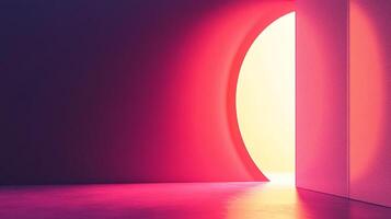 Abstract glowing portal and space. Vivid, colorful light creates a dynamic, eye-catching scene with depth and inviting ambiance. photo