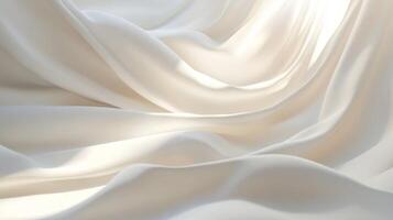 Silky smooth white fabric gracefully drapes and flows, illuminated by soft light, creating a serene and elegant visual texture. photo
