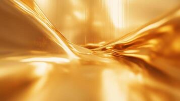 Golden abstract landscape of smooth, flowing liquid with reflective surface. A sense of luxury and fluidity is brought through the image. photo