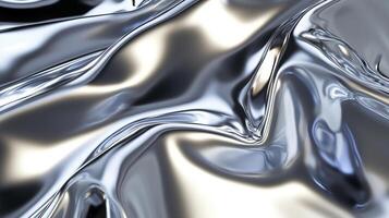 Abstract metallic waves create a mesmerizing play of light, with a sleek, modern, and fluid design. Elegant and refined artistry. photo
