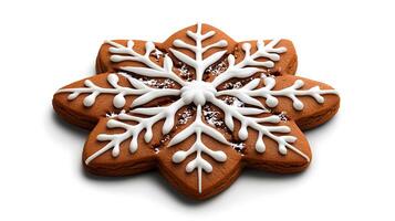 A gingerbread cookie with white icing on top photo