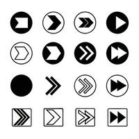 Black And White Arrow Icons Simple Geometric Shapes. vector