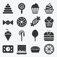 Black and White Dessert Icons Simple Minimalist Symbols. vector