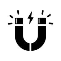 Horseshoe magnet icon on a white background with a lightning bolt. vector