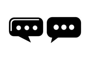 Black speech bubble icons are depicted. vector
