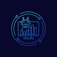 AI for market data analysis icon, linear design vector