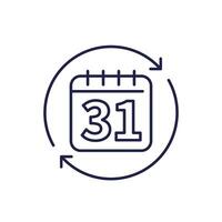 monthly subscription line icon with a calendar vector