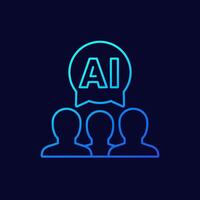 Human-AI interaction line icon, Artificial intelligence concept vector