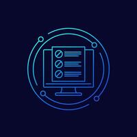 blacklist icon with computer, linear design vector