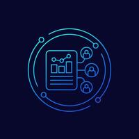 user metrics icon, collecting data linear design vector