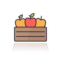 Fruit crate, box icon with outline vector