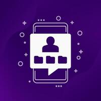 User files, personal data in a phone icon vector