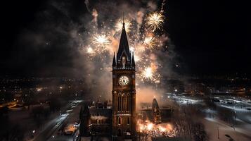 A clock tower with a clock on it photo