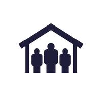Shelter icon with people and a house vector