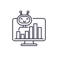 AI for market data analysis line icon vector