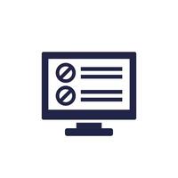 blacklist icon with computer, pictogram on white vector