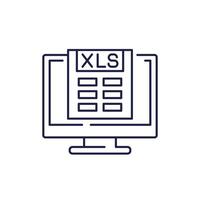 xls document in computer line icon vector