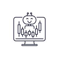 trading bot line icon on white vector