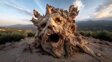 A tree with a face on it photo