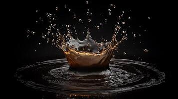 A splash of water is falling into a dark pool photo