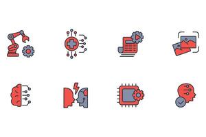Artificial intelligence icon set colours vector