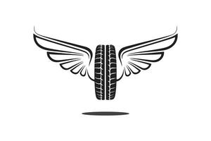 Logo style design in tire with wings vector