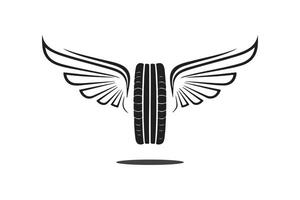 Tire with wings in a logo style design vector
