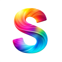 Colourful alphabet S With Flowing Gradient Effect is isolated on transparent background png