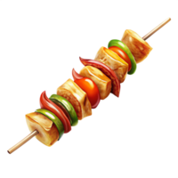 3d spicy Barbecue chicken Skewer is isolated on transparent background png