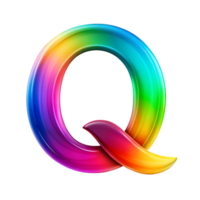 Colourful alphabet Q With Flowing Gradient Effect is isolated on transparent background png