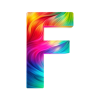 Colourful alphabet F With Flowing Gradient Effect is isolated on transparent background png