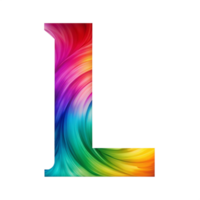 Colourful alphabet L With Flowing Gradient Effect is isolated on transparent background png