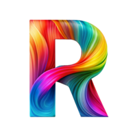 Colourful alphabet R With Flowing Gradient Effect is isolated on transparent background png
