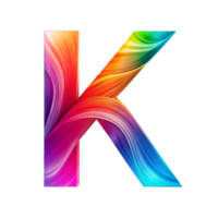 Colourful alphabet K With Flowing Gradient Effect is isolated on transparent background png