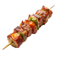 3d spicy tasty Barbecue Meat Skewer is isolated on transparent background png