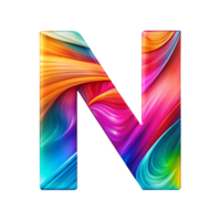 Colourful alphabet N With Flowing Gradient Effect is isolated on transparent background png