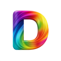 Colourful alphabet D With Flowing Gradient Effect is isolated on transparent background png