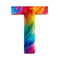 Colourful alphabet T With Flowing Gradient Effect is isolated on transparent background png