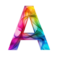 Colourful alphabet A With Flowing Gradient Effect is isolated on transparent background png
