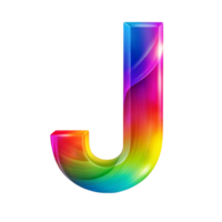 Colourful alphabet J With Flowing Gradient Effect is isolated on transparent background png