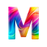 Colourful alphabet M With Flowing Gradient Effect is isolated on transparent background png