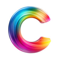 Colourful alphabet C With Flowing Gradient Effect is isolated on transparent background png