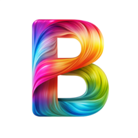 Colourful alphabet B With Flowing Gradient Effect is isolated on transparent background png