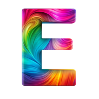 Colourful alphabet E With Flowing Gradient Effect is isolated on transparent background png