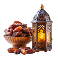 Ramadan 3d lentern with dates is isolated on transparent background png