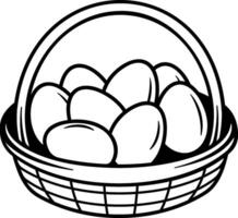 black basket with eggs no background vector