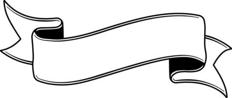 black and white curved ribbon banner or label badge for text or title without background vector
