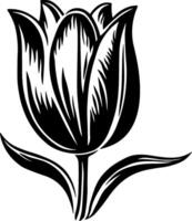 black silhouette of a flower or tulip without background vector