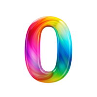 Colourful number zero With Flowing Gradient Effect is isolated on transparent background png